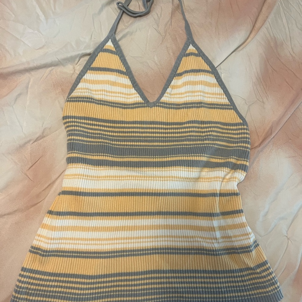 Calvin Klein Jeans Yellow Gold Cropped Ribbed Tank Top